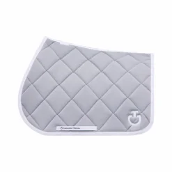 Cavalleria Toscana - Tapis de selle Diamond Quilted Jersey light grey et blanc