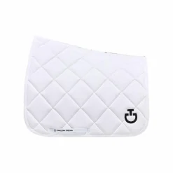 Cavalleria Toscana - Tapis de dressage Diamond Quilted Jersey blanc et logo noir