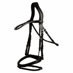 Dyon - Bridon muserolle combinée Medium avec frontal à cristaux noir