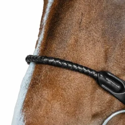 Dyon - Bridon muserolle tressée sous-barbe amovible cuir noir