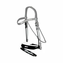 Dyon - Muserolle combinée large Pull-back vernie rembourrage blanc New English Collection noir