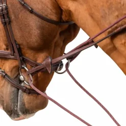 Dyon - Rênes allemandes en cuir et nylon 5/8 New English Collection brun