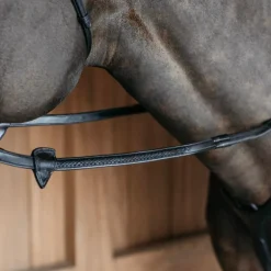 Dyon - Rênes caoutchouc 7 arretoirs tressés New English noir