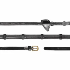 Dyon - Rênes caoutchouc 1/2 avec 7 arrêtoirs D Collection noir