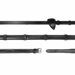 Dyon - Rênes caoutchouc 1/2 avec 7 arrêtoirs New English Collection noir