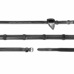 Dyon - Rênes caoutchouc 1/2 avec 7 arrêtoirs US Collection noir