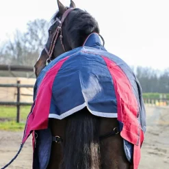 Equithème - Couverture d'extérieur Tyrex 1200D high neck marine/bordeaux 0g