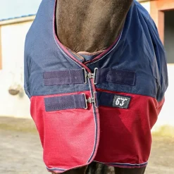 Equithème - Couverture d'extérieur Tyrex 1200D high neck marine/bordeaux 0g