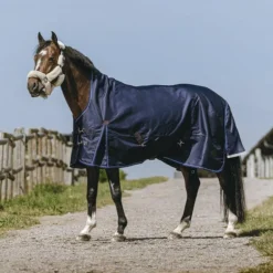 Equithème - Couverture d'extérieur Classic 1200D High Neck marine 50g
