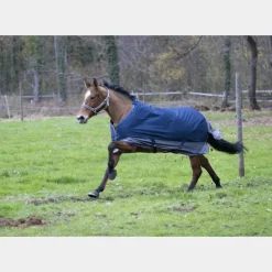 Equithème - Couverture d’extérieur Tyrex 600 D Marine/Gris 50g