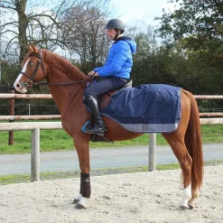 Equithème - Couvre-reins Tyrex doublé micro-polaire marine/gris 600D 0g