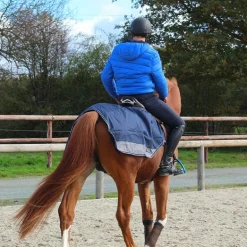 Equithème - Couvre-reins Tyrex doublé micro-polaire marine/gris 600D 0g