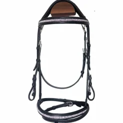 Flags & Cup - Bridon muserolle combinée Aachen noir/ argent