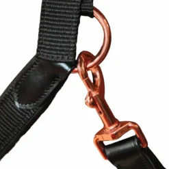 Flags & Cup - Licol cheval nylon et cuir noir / rose gold