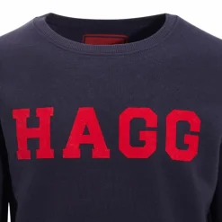 Hagg - Sweat col rond homme marine/ rouge
