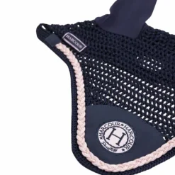 Harcour - Bonnet pour chevaux Suzette marine/ rose
