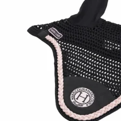 Harcour - Bonnet pour chevaux Suzette noir/ rose