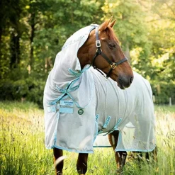 Horseware - Couverture anti-mouches Amigo AmECO bug buster argent/ bleu clair