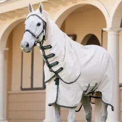 Horseware - Couverture anti-mouches Rambo Hoody XL chalk/ hunter green/ argent