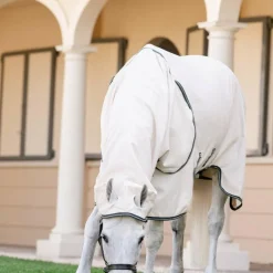 Horseware - Couverture anti-mouches Rambo Hoody XL chalk/ hunter green/ argent