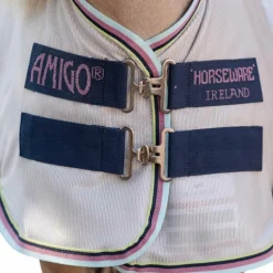 Horseware - Couverture anti-mouches Amigo Bug Rug Plus Petite argent/ lime/ marine/ rose/ bleu