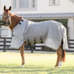 Horseware - Couverture anti-mouches Rambo Protector Fieldsafe argent/ marine/ blanc/ beige
