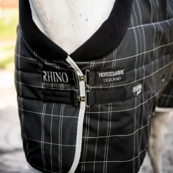 Horseware - Couverture de box Rhino Stable noir/ gris/ blanc à carreaux/ gris 100g