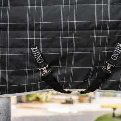 Horseware - Couverture de box Rhino Stable VL noir/ gris/ blanc à carreaux/ gris 250g