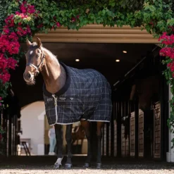 Horseware - Couverture de box Rhino Pony Stable noir/ gris/ blanc à carreaux/ gris 100g