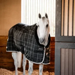 Horseware - Couverture de box Rhino Stable VL noir/ gris/ blanc à carreaux/ gris 350g