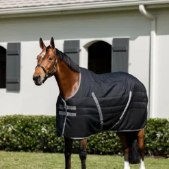 Horseware - Couverture de box Rambo Stable noir/ thunderstorm grey/ argent 400g