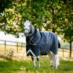 Horseware - Couverture d'extérieur Rambo Supreme Turnout Plus Lite marine/ thunderstorm grey/ argent 0g