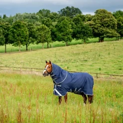 Horseware - Couverture d'extérieur Rhino Plus Turnout marine/ titanium grey/ classic blue 450g