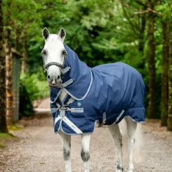 Horseware - Couverture d'extérieur Rhino Plus Pony Turnout marine/ titanium grey/ classic blue 100g