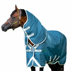Horseware - Couverture d'extérieur Ameco Bravo 12+ cheval avec couvre-cou bleu 250g