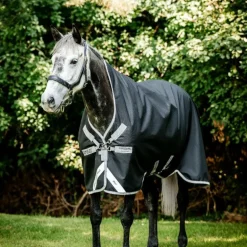 Horseware - Couverture d'extérieur Amigo Bravo 12 Wug noir/ titanium grey/ argent 250g