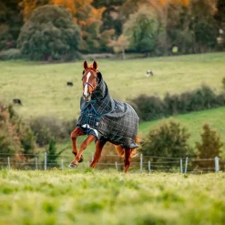Horseware - Couverture d'extérieur Rhino Plus à carreaux marine 250g