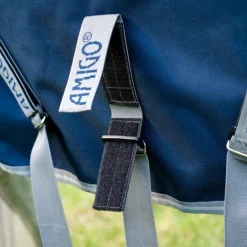 Horseware - Couverture d'extérieur Amigo FieldSafe Plus Turnout marine/ titanium grey/ argent 50g