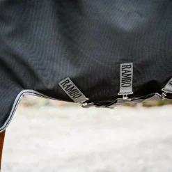 Horseware - Couverture d'extérieur Rambo Supreme Turnout Plus noir/ thunderstorm grey/ silver 450g