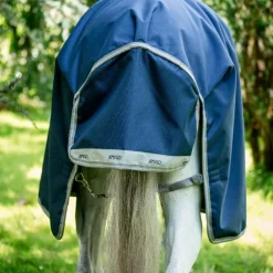 Horseware - Couverture d'extérieur Amigo Bravo 12 Turnout marine/ titanium grey/ argent 0g