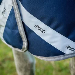 Horseware - Couverture d'extérieur Amigo FieldSafe Plus Turnout marine/ titanium grey/ argent 100g