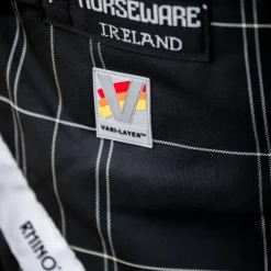Horseware - Couverture d'extérieur Rhino Wug Turnout VL noir/ gris/ blanc à carreaux 450g