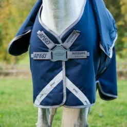 Horseware - Couverture d'extérieur Amigo FieldSafe Plus Turnout marine/ titanium grey/ argent 0g