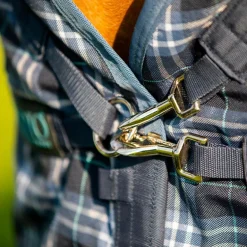 Horseware - Couverture d'extérieur Rhino plus Turnout Lite avec couvre-cou marine carreaux/ indigo 0g