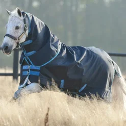 Horseware - Couverture d'extérieur Amigo Bravo poney plus avec couvre-cou marine/ turquoise 250g