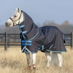 Horseware - Couverture d'extérieur Amigo Bravo poney plus avec couvre-cou marine/ turquoise 250g