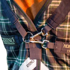 Horseware - Couverture d'extérieur Rhino Wug encolure montante marine/ vert à carreaux 450g