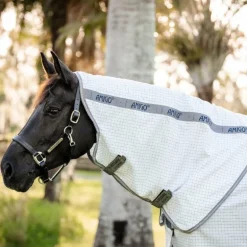 Horseware - Couverture d'extérieur Amigo Summer Plus marine check/ titanium grey/ argent