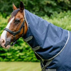 Horseware - Couvre-cou Amigo Bravo XL Turnout marine/ titanium grey/ argent 150g