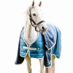 Horseware - Sous-couverture Ecolin bleu canard/ gris 200g